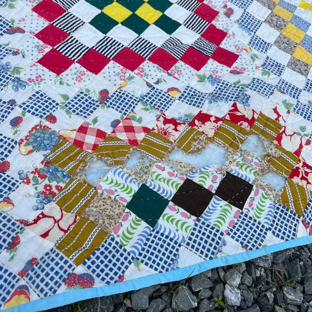 USED USA古着 大判ラグ キルティング パッチワーク vintage