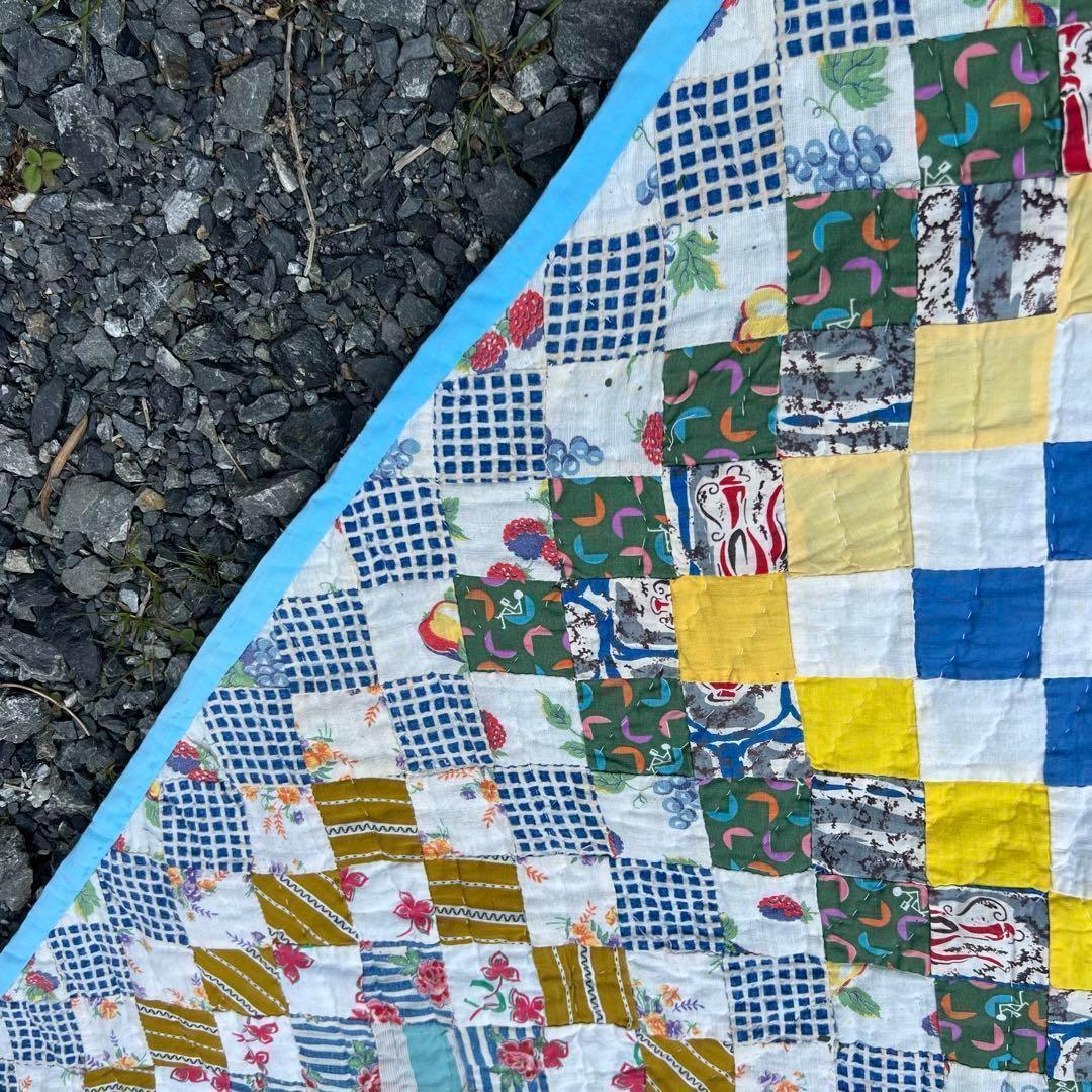 USED USA古着 大判ラグ キルティング パッチワーク vintage