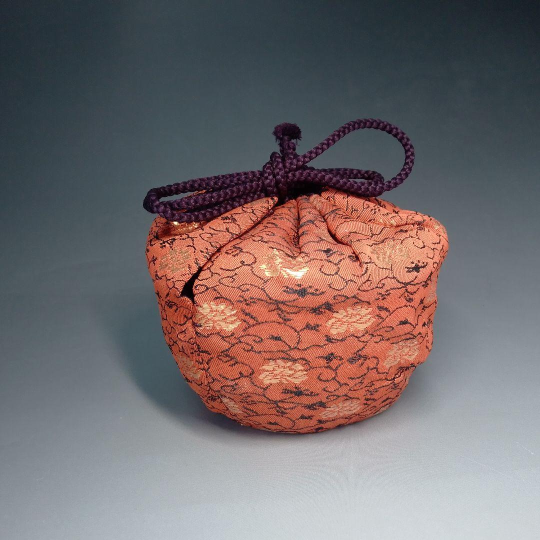 老松茶器　仕覆　一重蔓牡丹金襴　桜皮細工　茶筒　2点セット　専用