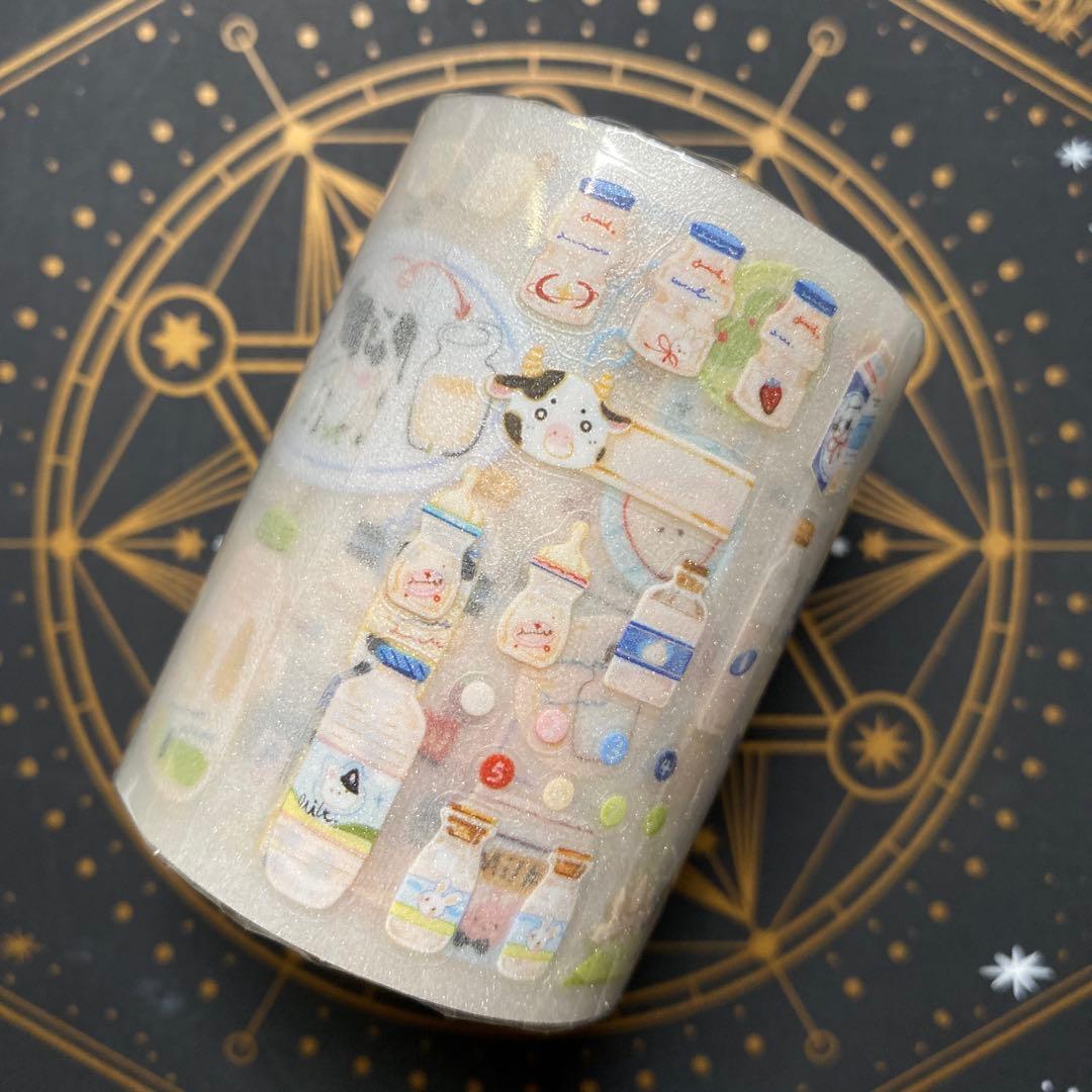 【9446】海外　5.25m ラメ加工カッティングマステ牧場　ミルク　牛　装飾系