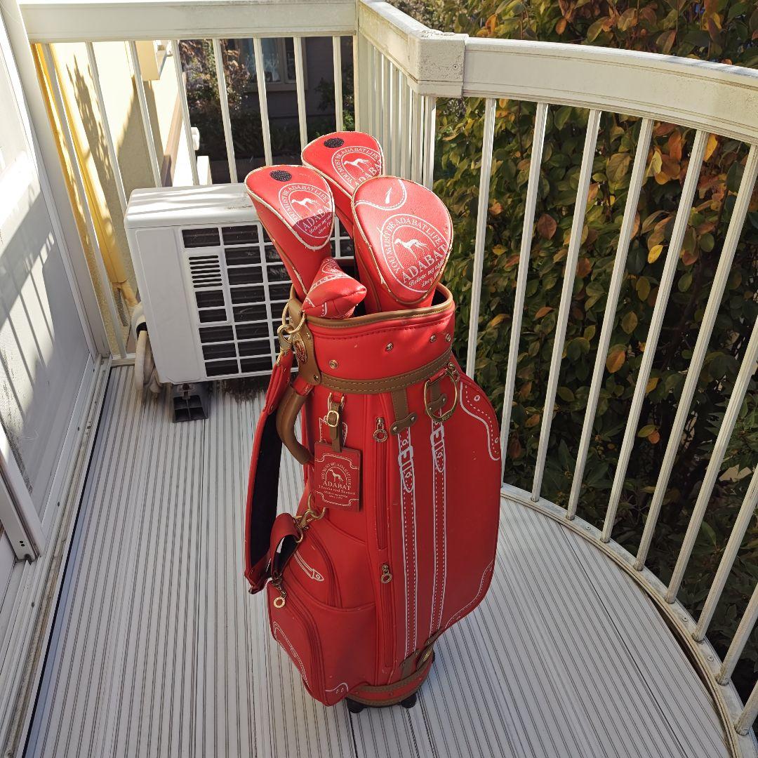 【OP追加お値段据置（7点セット）】赤いストライプデザインキャディバッグ