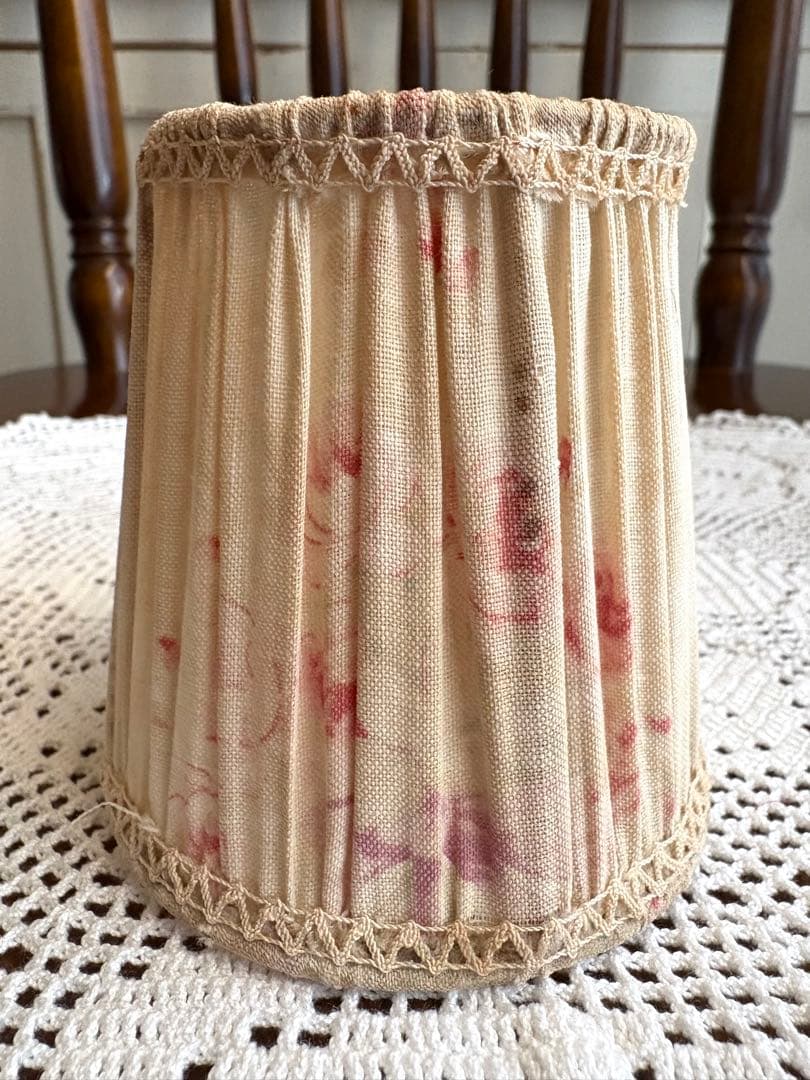 フランスアンティーク　ファブリックプリーツシェード　デザイン&柄違い　2個セット