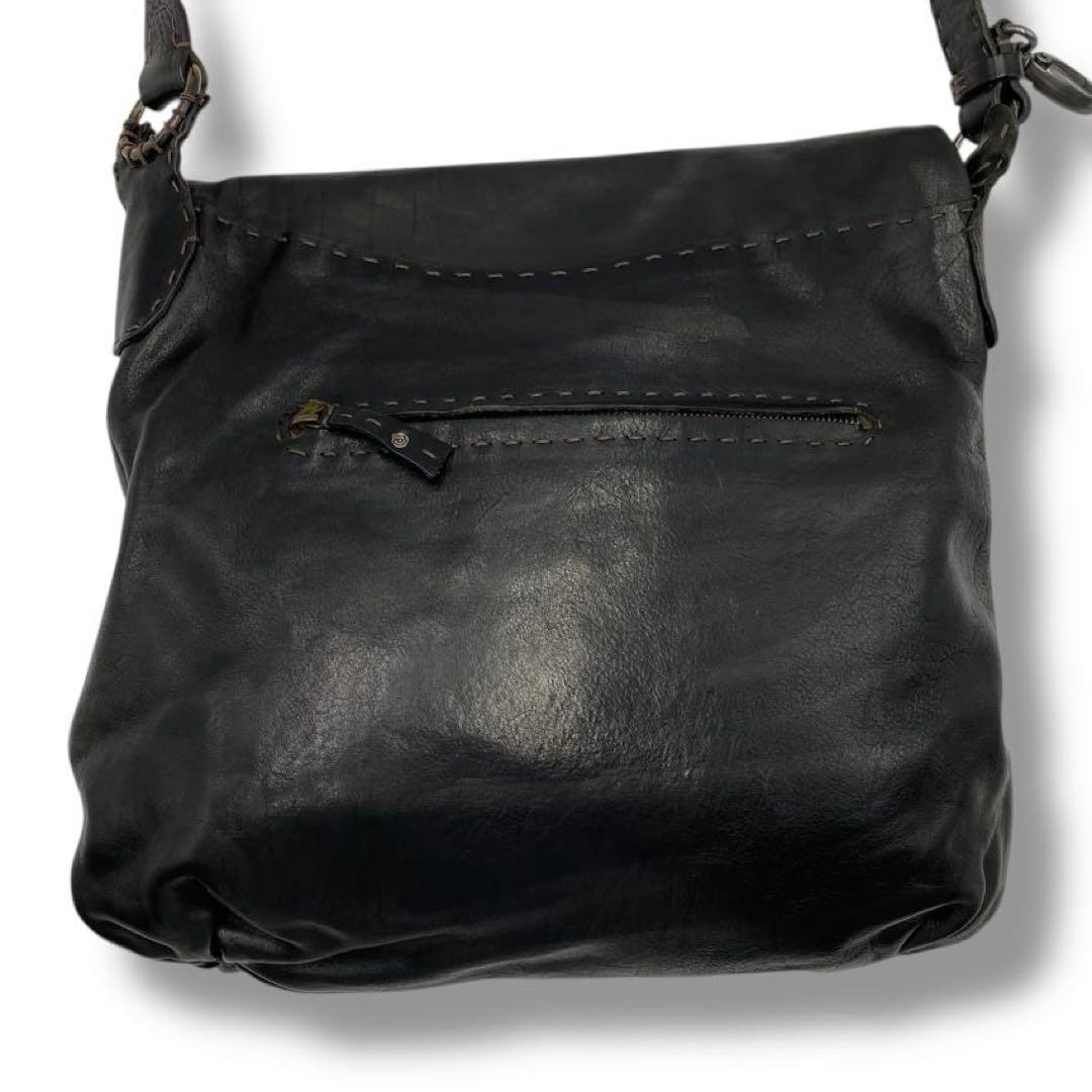 美品 エンリーべグリン レザー ショルダーバッグ 大容量 本革 ブラック 希少