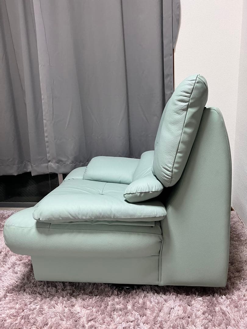 ミントグリーン リクライニング 1人掛け回転ソファ