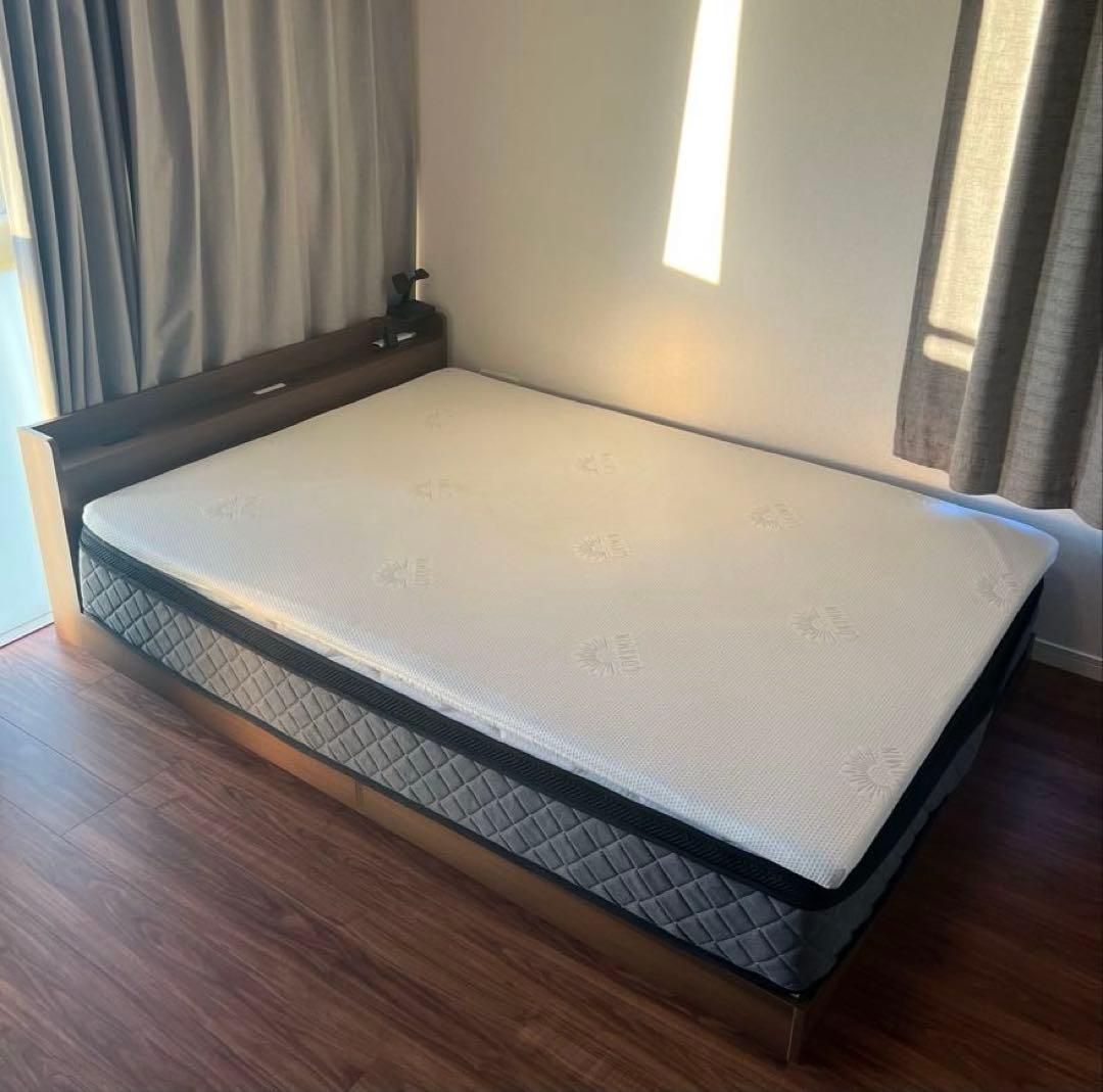 【3点セット】ダブルベッドフレーム+マットレス2枚