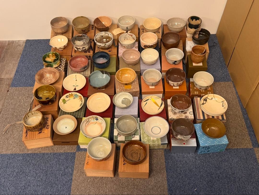 茶碗 抹茶碗 まとめて 44点 箱付 茶道具 陶器 京焼 金彩 色絵 信楽 萩