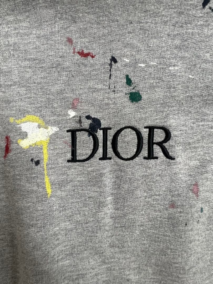 Dior スウェット ペイント 落書き グレー サイズXL