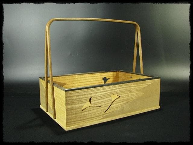 鵬雲斎好 銀杏透 手付 松皮菱 莨盆 山本貞斎 京指物 煙草盆 茶道具 f233