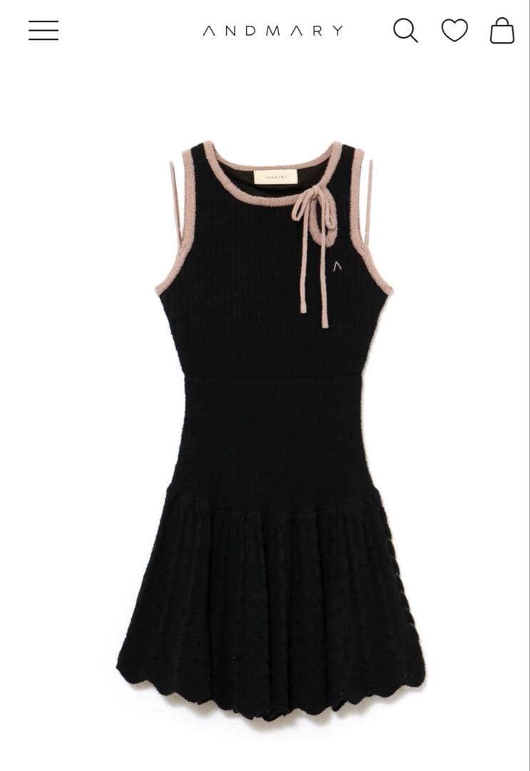 ANDMARY Heart crochet mini dress ブラック