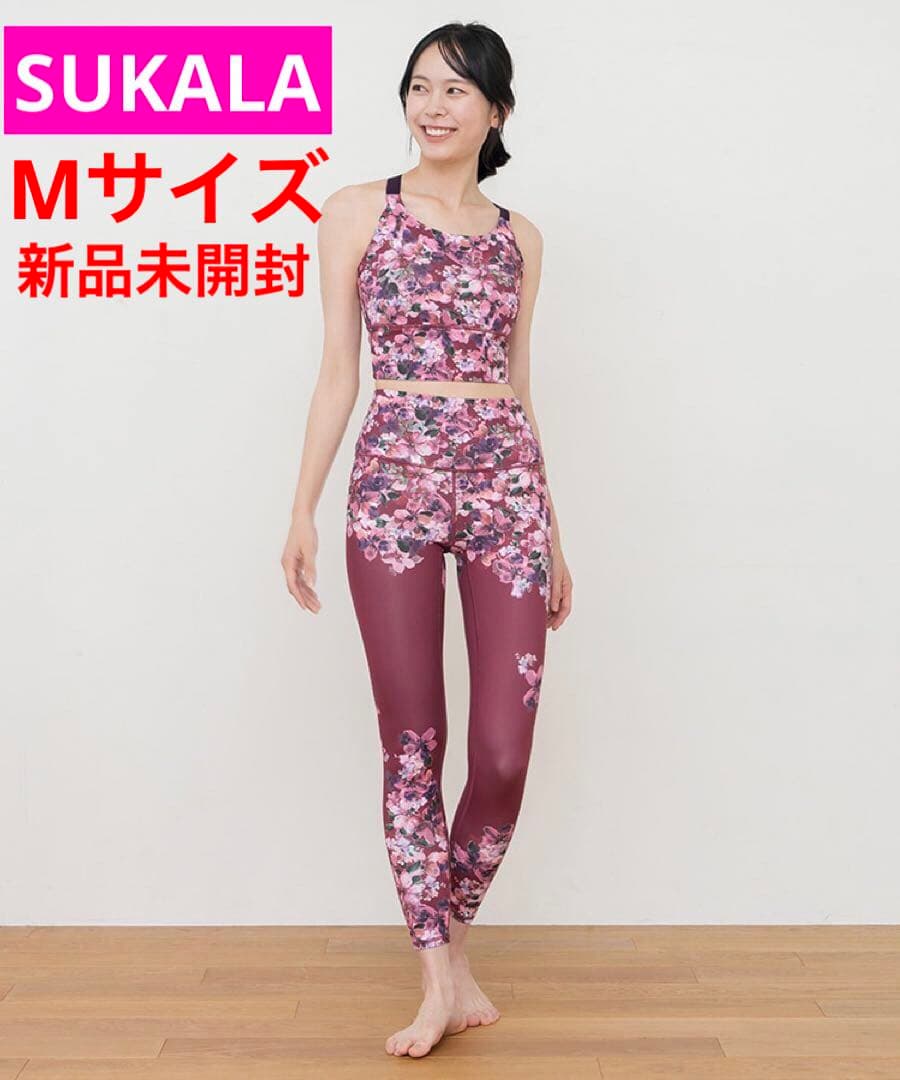 【新品未開封】SUKALAフルオブフラワーパネルレギンスMサイズ ローズコッパー