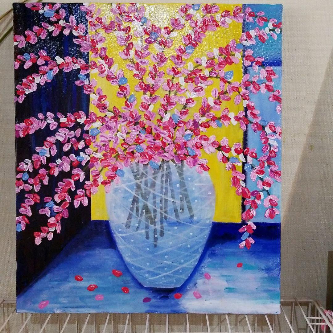 油絵　専用　枝に咲き誇る花