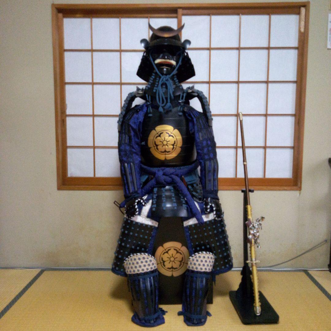 美品・未使用　「鎧の光山堂」製 「青紺糸威黒板札　桶川胴具足」