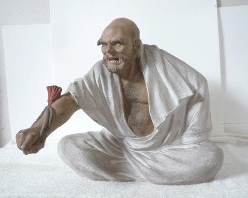 希少　無形文化財　博多人形　中村衍涯作　達磨大師　喝　置物　陶器　レトロ