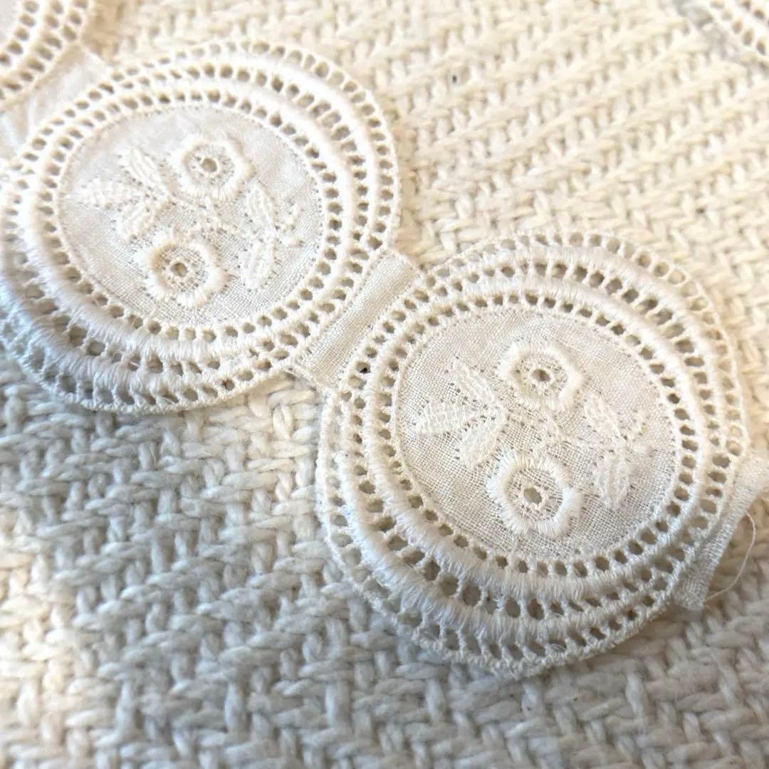 アンティーク ロマンティック コットン刺繍 レースリボン 楕円 花柄×12