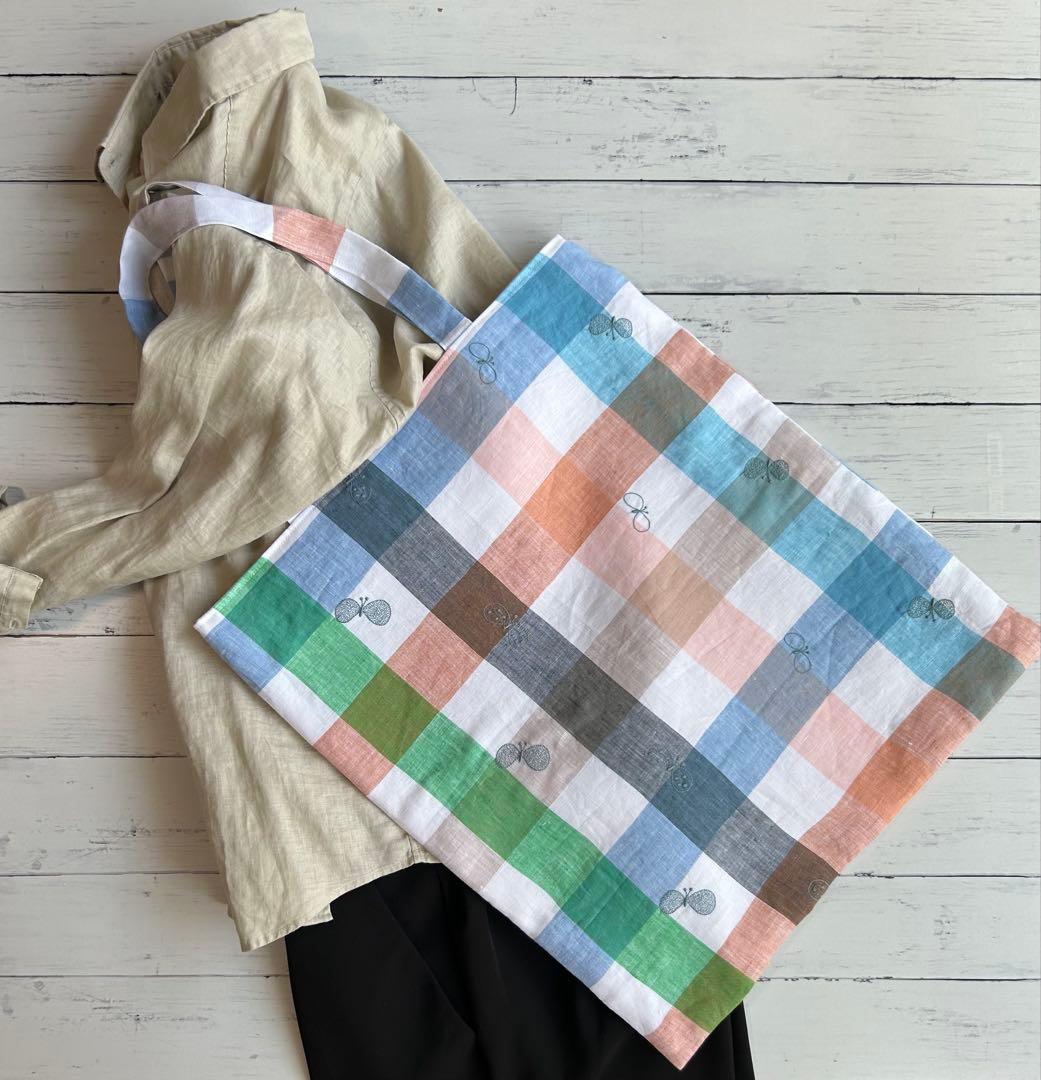 【745】ミナペルホネンchoucho 洗えるたためるビッグトート