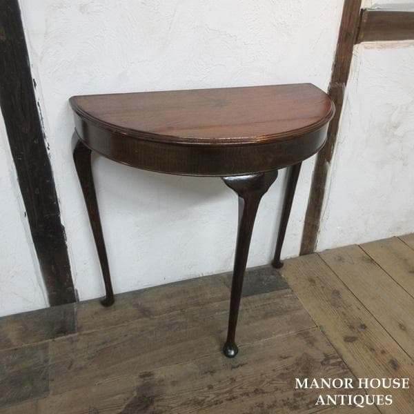 イギリス アンティーク 家具 コンソールテーブル ハーフムーン 猫脚 6133e