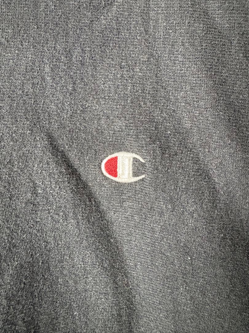 90s チャンピオン 目付きロゴ　リバースウィーブ スウェット　黒無地　XL