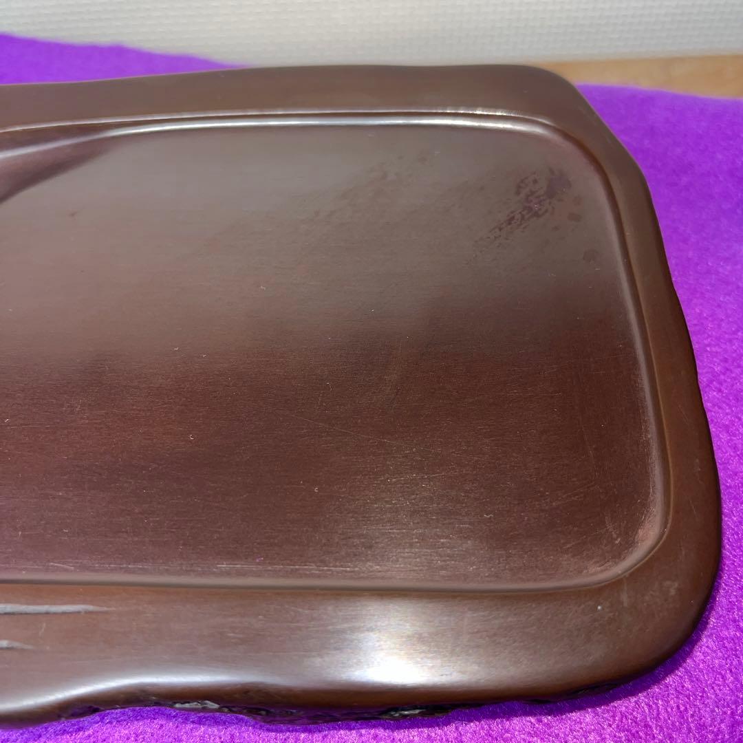 ⭕️赤間硯　カタツムリ彫刻　日下健一(研堂)作　19cm超　特殊研美品