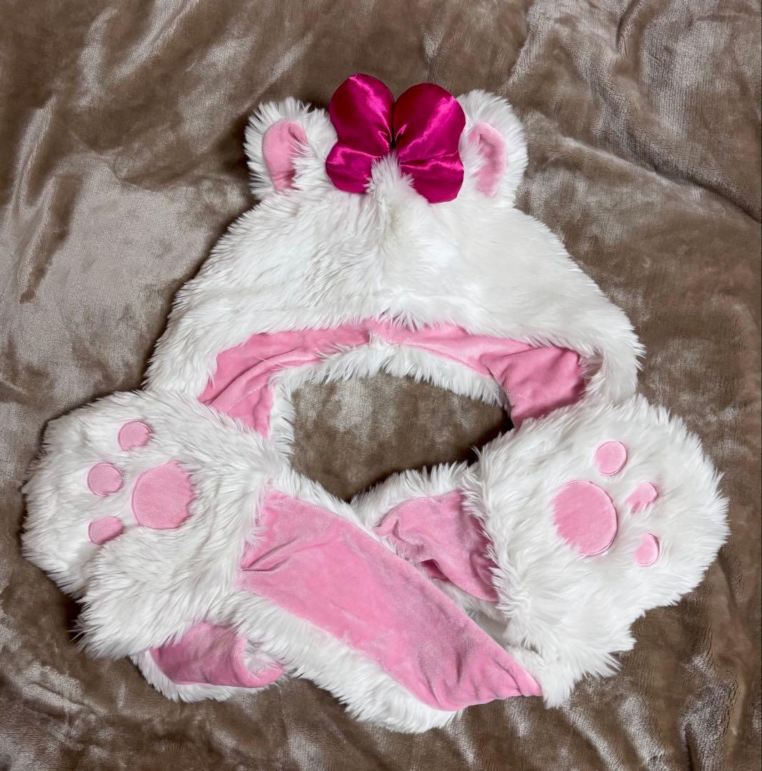 ディズニー ファンキャップ マリー フードマフラー手袋一体型 肉球