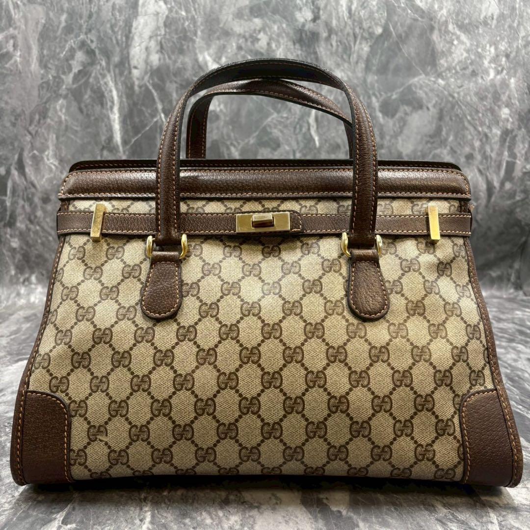 ✨希少✨GUCCI GG ハンドバッグ ベージュ ブラウン レザー ゴールド金具