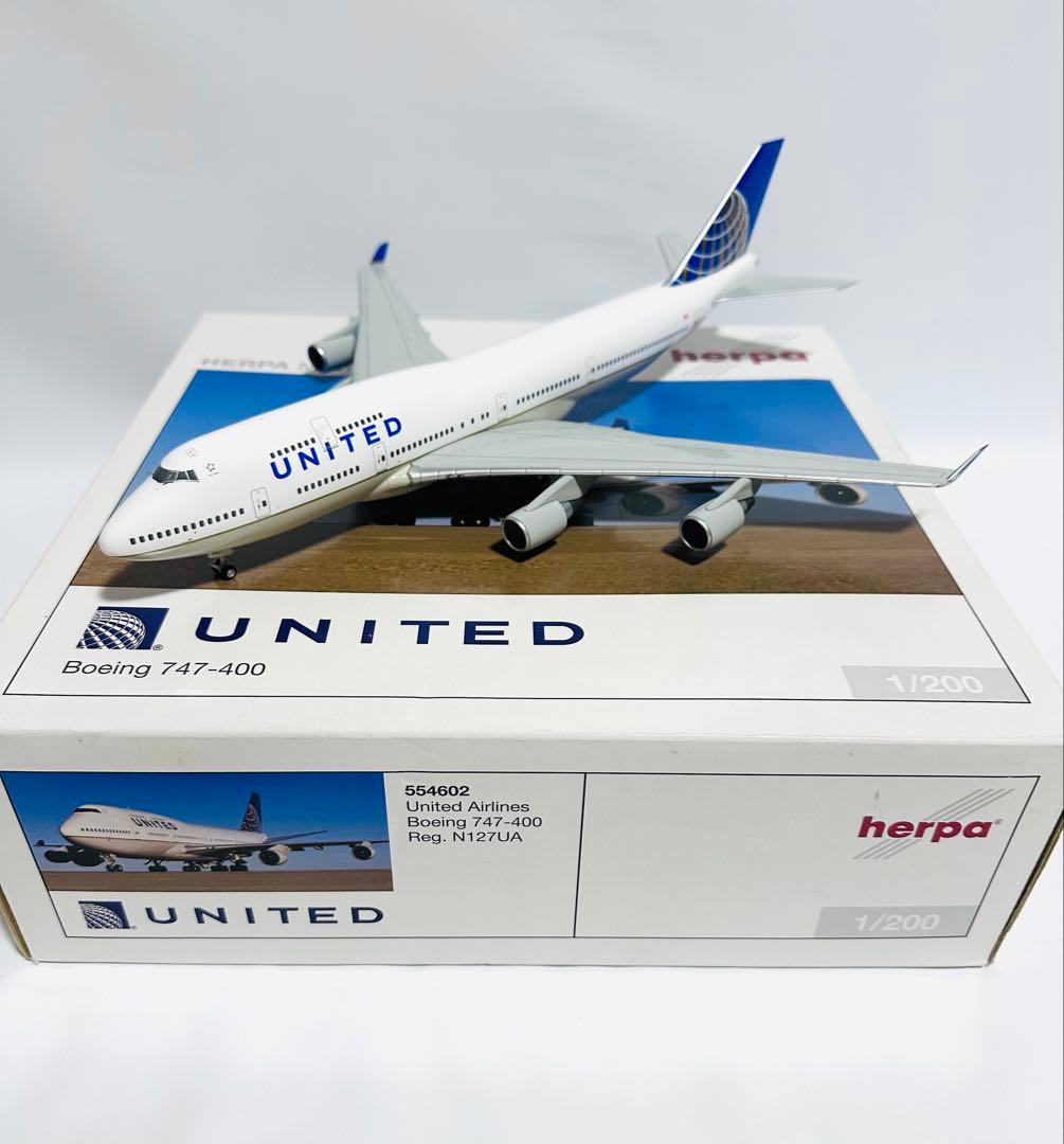 航空機・ヘリコプター Herpa 1/200 United Airlines B747-400