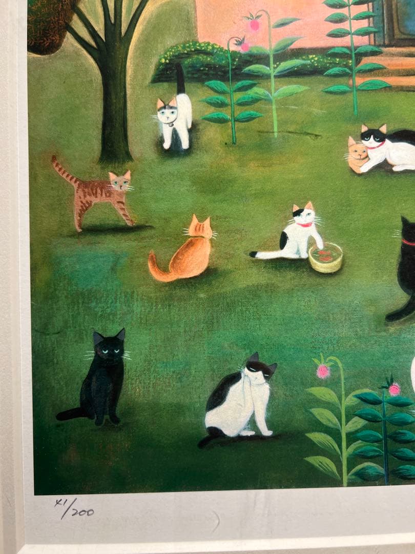 多田すみえ【猫の集まり】lithograph