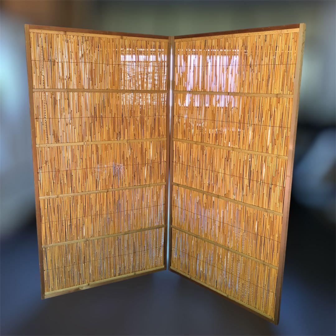 花寄屏風　2枚折　高さ約164㎝　2連幅176㎝