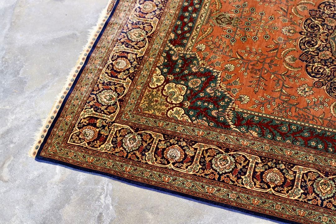 GMIK404○最高級 ペルシャ絨毯 ラグ カーペット シルク 手織り 中東