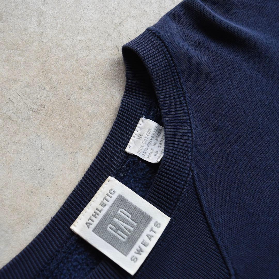 90s GAP ギャップ アスレチック クルーネック スウェット ネイビー XL
