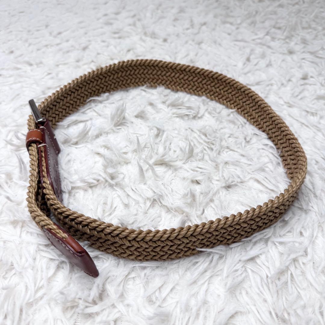 【極上級】ロロピアーナ イタリア製 メッシュ レザー ベルト ブラウン