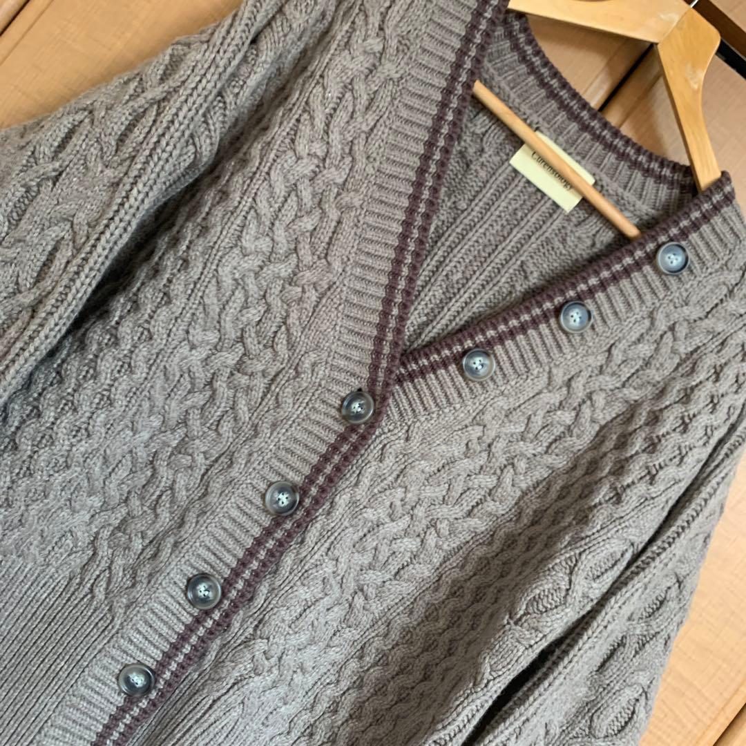 新品タグ付✨️カレンソロジーラムズアランニットカーディガン ケーブル柄 ブラウン