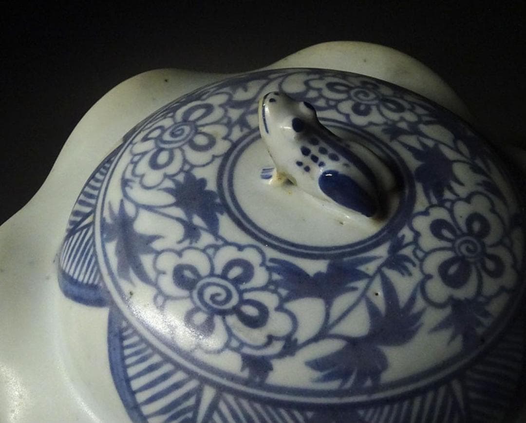 中国古玩 元染 魚藻文 蓋付壷 高約34cm 唐物 時代物 c11370