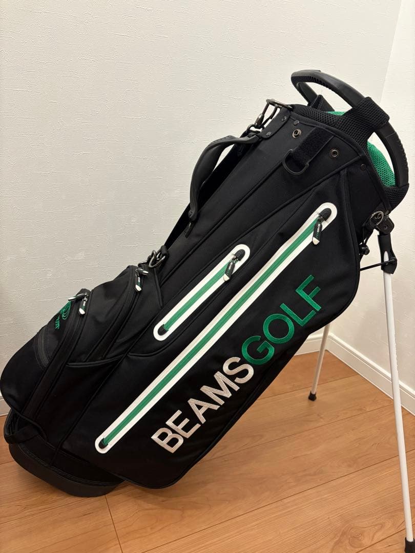 BEAMS GOLF スタンド付きキャディバッグ 黒/緑
