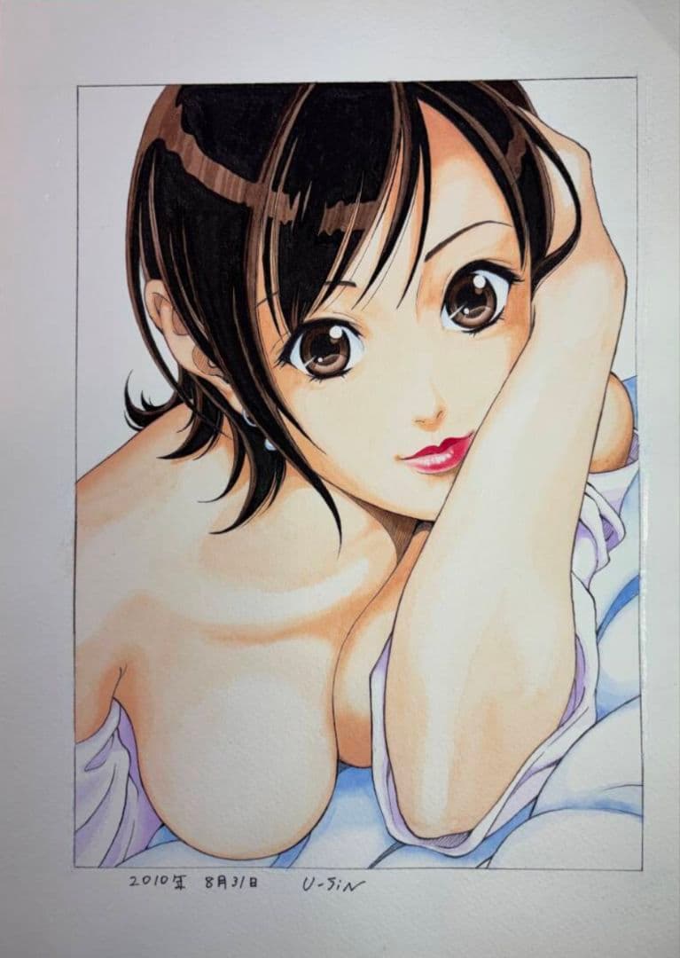 遊人　直筆カラー原画　ANGEL5巻表紙　イラスト　色紙　サイン