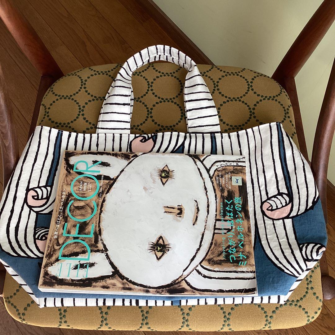 ミナペルホネンswing blueを両面でトートバッグ ハンドメイド