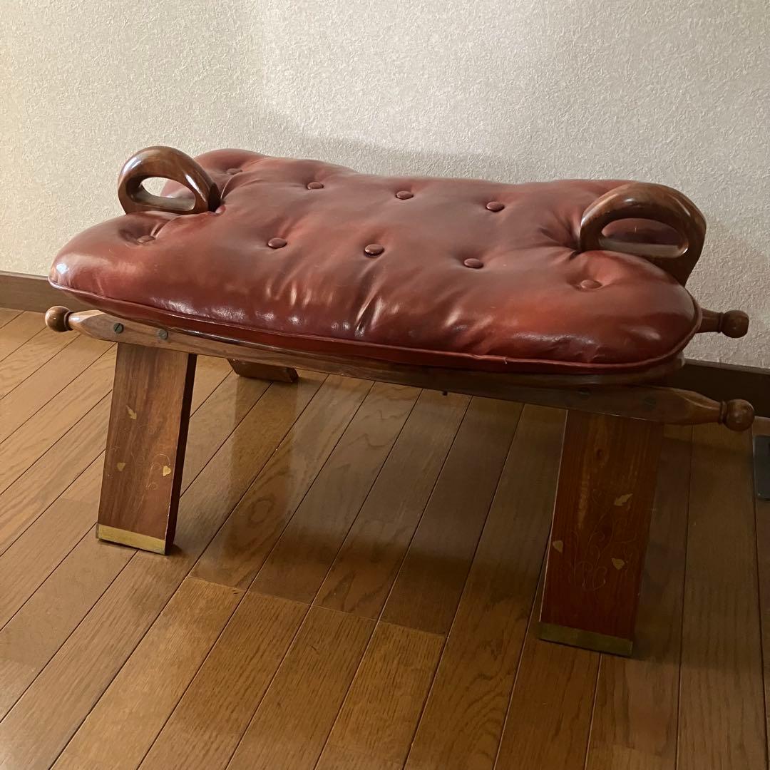 アンティーク　クッション付きスツール