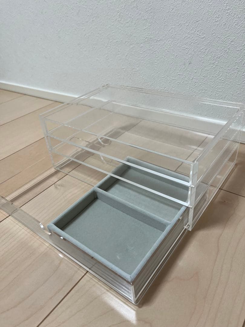 無印良品　重なるアクリルケース横型3段　ベロアケース 薬箱・救急箱大