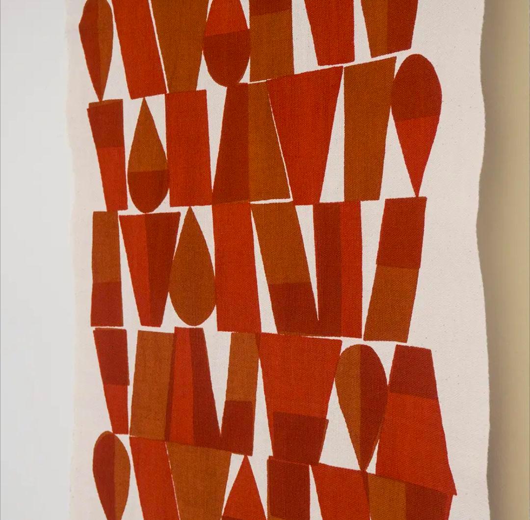 柚木沙弥郎 小巾布 「幾何文 赤」 シルクスクリーン（手捺染）タペストリー　民藝