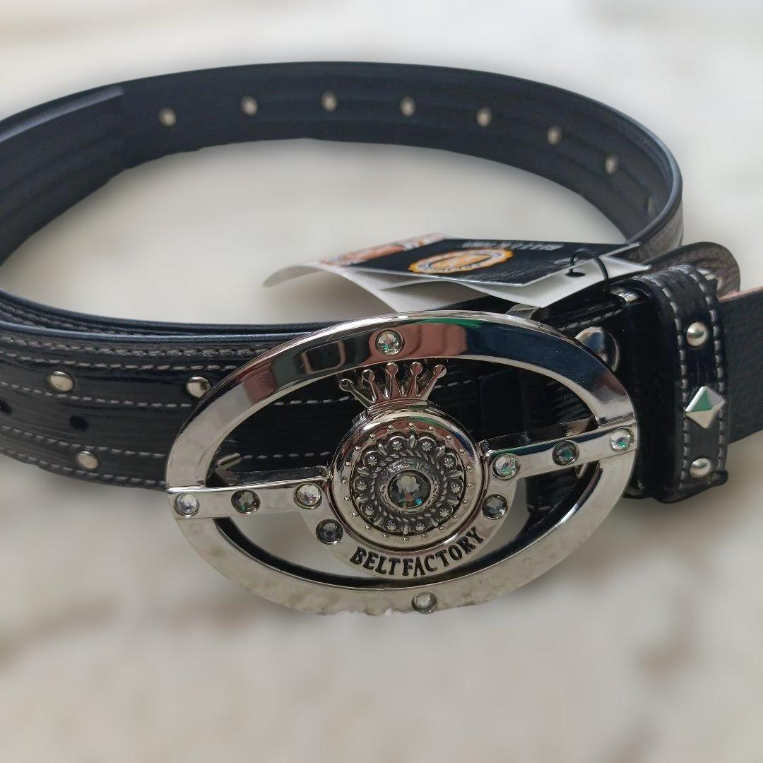 【極美品】牛革ベルト BELTFACTORY マーカー付き 黒 ゴルフ 北海道