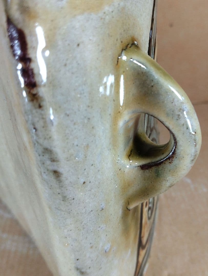 【本物保証】金城次郎 魚紋抱瓶 共箱 栞 美品 壷屋焼 人間国宝 ｗ23.5㎝