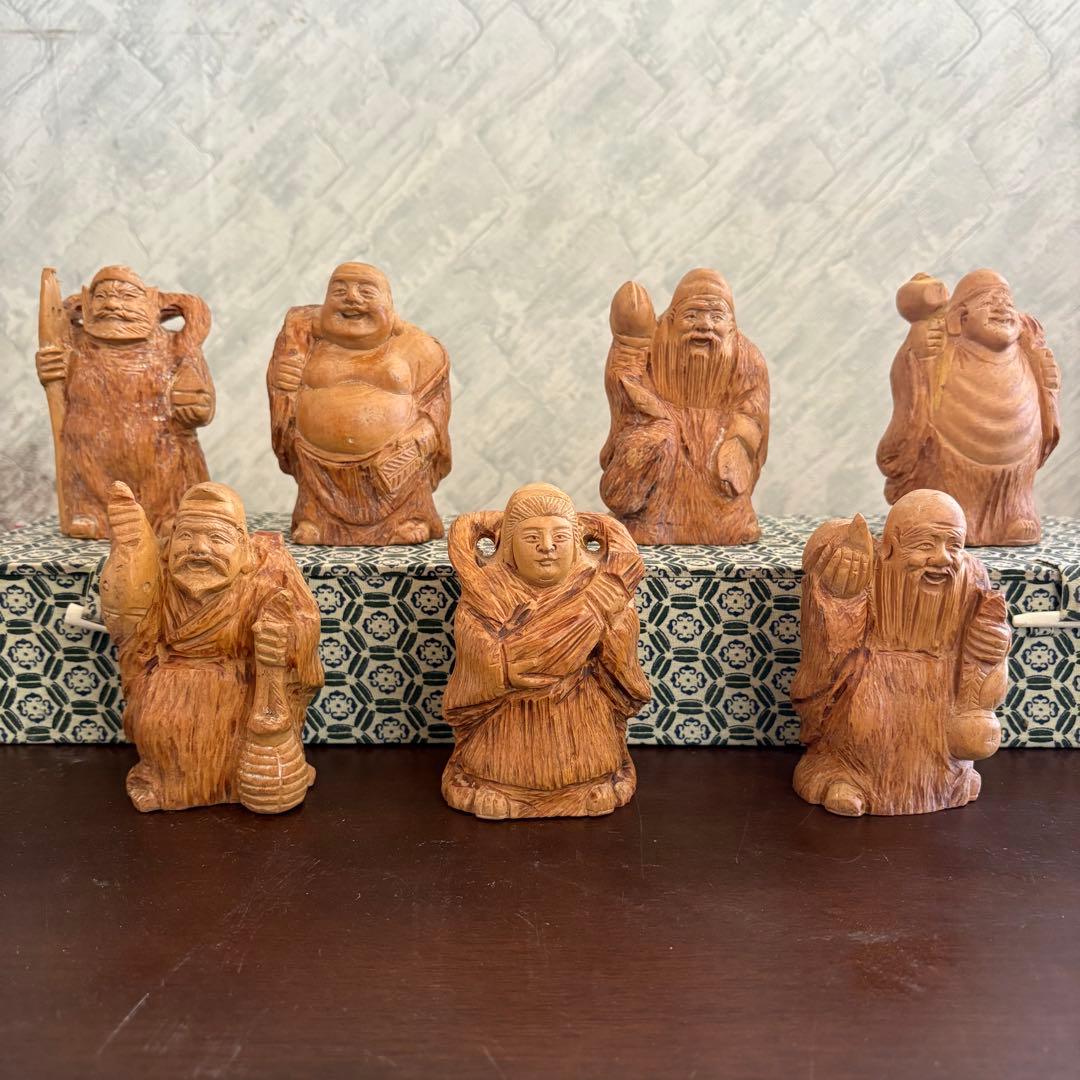 七福神 木製彫刻 7体セット ビンテージ　骨董品
