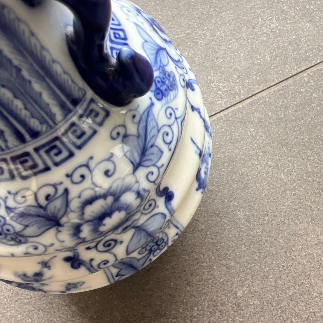 中国青花 染付 双耳瓶 花瓶 壺 陶磁器 古美術