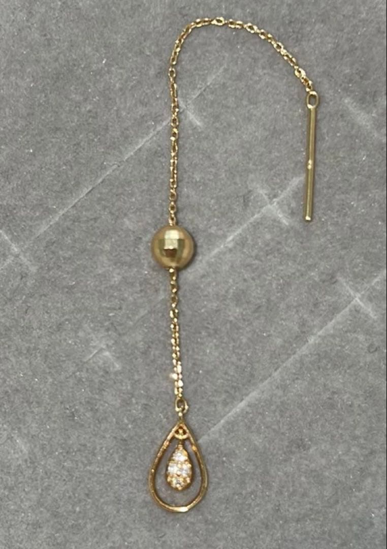 TSUTSUMI ダイヤモンド　k18 YG ドロップ型ピアス(片耳用)