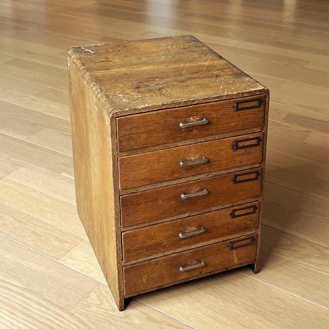 古道具　昭和レトロ　小引き出し　5杯　木製