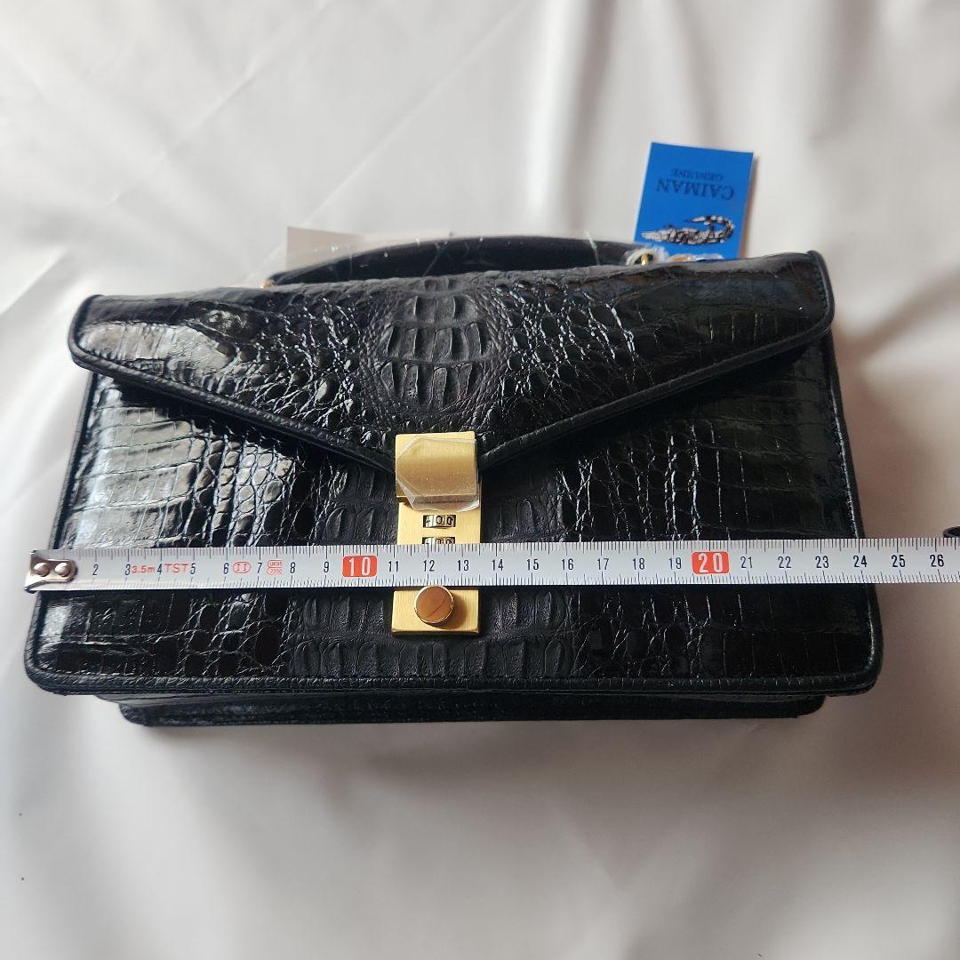 amiet カイマン レザーハンドバッグ ショルダー 2way 黒　ロック付き