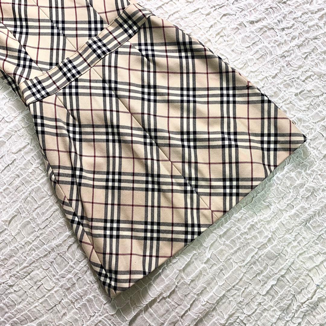 バーバリーブルーレーベル ワンピース ノバチェック プリーツ　ロゴ刺繍