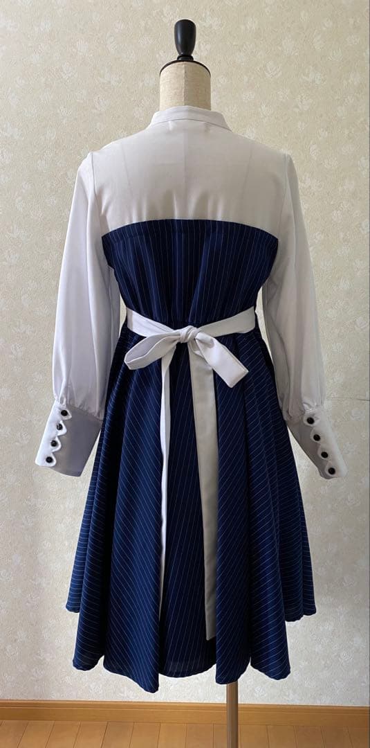 あ*い様 Favorite 猫目トヲルコラボ 長袖ワンピース ストライプ ミディ