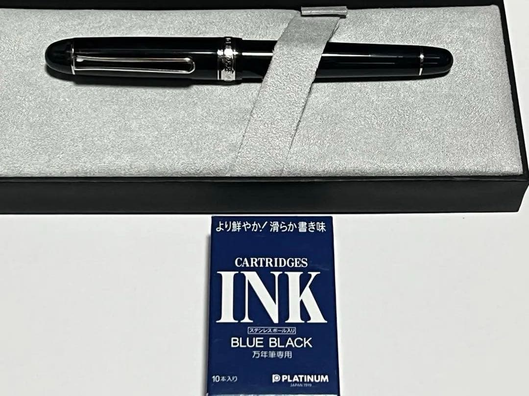 プラチナ #3776　センチュリー　14K中字（M）　ブラックダイヤモンド