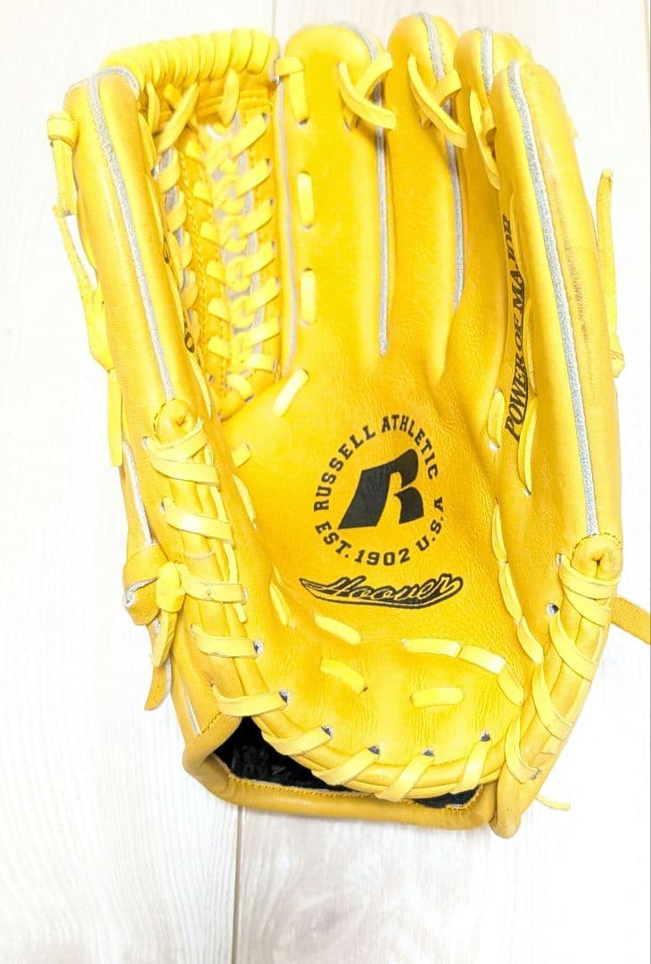イエロー 軟式野球グローブ 日本製 ラッセルアスレティック