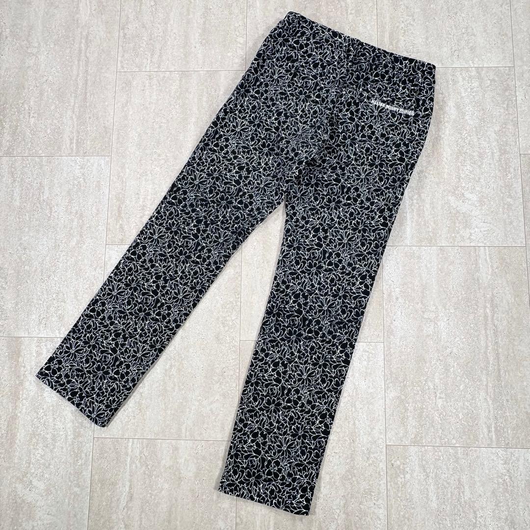【マスターバニーエディション】ロングパンツ　花柄　黒x白　インナーガードル　L